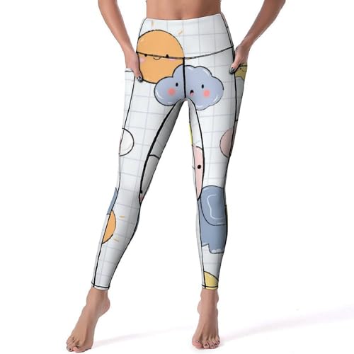 Legging femmes Nuage Éléphant sport et yoga taille haute en taille S