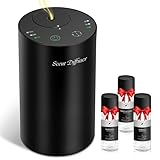 Waterless Essential Oil Diffuser Starter Kit - No Water Needed, Battery Operated Mini Scent Air Machine, Included 3x20ML Essential Oils, Portable Aromatherapy Diffuser for Home & Car & Office, Black