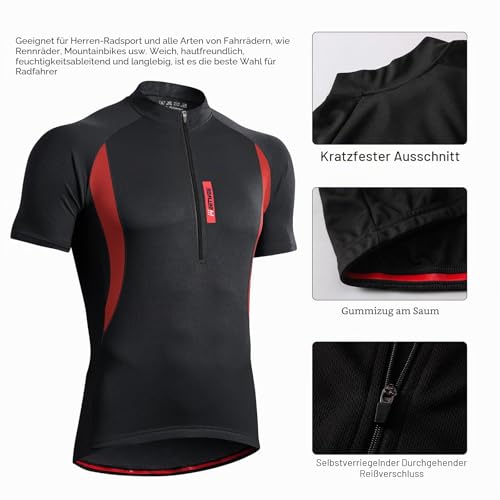 MEETWEE Herren Radtrikot Fahrradtrikot Kurzarm, Fahrradbekleidung Fahrrad Trikot T Shirt für Männer, Atmungsaktive Cycling Jersey Schnell Trocknen Radsport Bekleidung