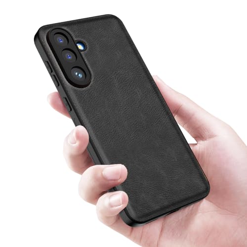 Image of Kapa Tux Leather Back Cover for Samsung Galaxy M56 | Slim Shockproof Camera Protection Bumper Case (Black)