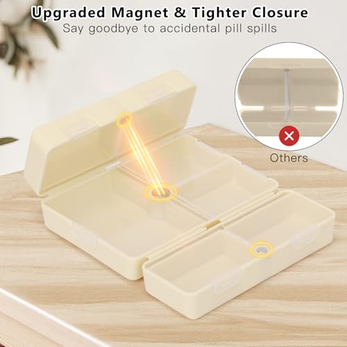 Image of FYY Travel Pill Organizer, Small Pill Box Medicine Case-2pcs Beige