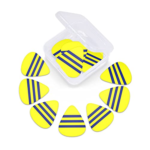 Lot de 12 médiators de guitare à rayures jaunes et bleues dans une boîte pour ukulélé guitare électrique basse - Les Beatles, Paul McCartney, John Lennon, RIngo Starr, George Harrison Lot de 12 médiators de guitare à rayures jaunes et bleues dans une boîte pour ukulélé guitare électrique basse – Image 7