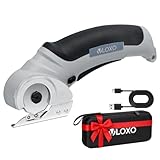 VLOXO Cordless Cardboard Cutter, Electric Scissors with Safety Lock 4.2V Power Box Cutter Multi-Cutting Tools, Rechargeable Electric Scissors for Cardboard Leather Carpet with Storage Box Grey