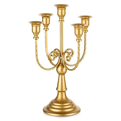 Romadedi Candelabra Gold Candle Holders - 5 Arm 11.8
