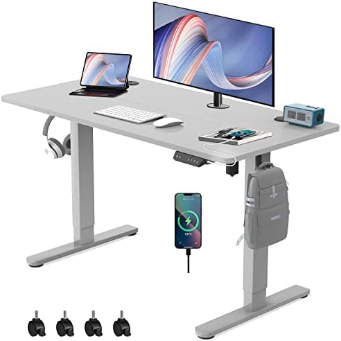 Pied De Bureau Assis-Debout Électrique WOLTU - Réglable 72-120 Cm, 4 Mémoires, Charge 70 Kg, Anti-Collision, Gris - Pour Bureau à Domicile Ou Entreprise - 8