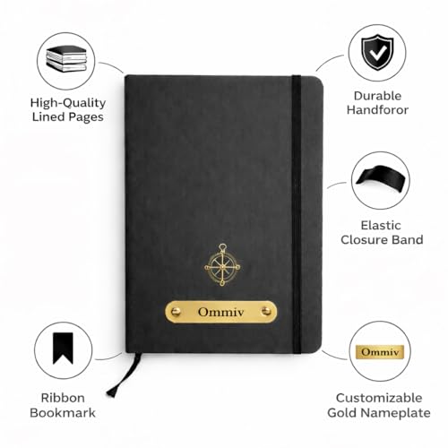 Image of Personalized A5 Leather Diary with Premium Pen | Custom Name Engraved Notebook Gift Set | 180 Pages Journal for Office, Students & Gifting | Elegant Business & Corporate Gift (Black)