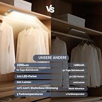 Demkia Schrankbeleuchtung Unterbauleuchte Küche LED mit Bewegungsmelder, 35cm Aufladbar Akku Lampe 3 Farbtemperaturen Kabellos Leiste Magnetische Licht Leuchte USB Kleiderschrank für Kleiderschrank – Ansicht 4