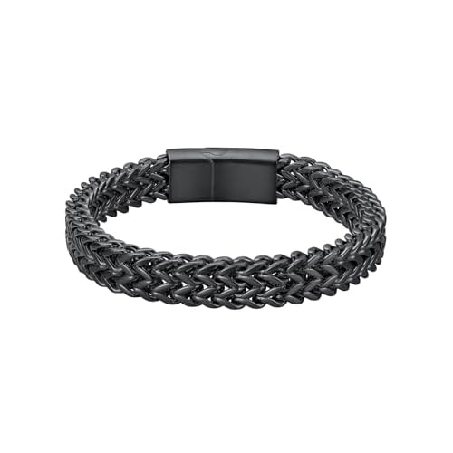 ChainsHouse Black Franco Chain Bracelet for Men, Non Tarnish Mens Accessories Franco Chain Bracelets 10mm 23cm