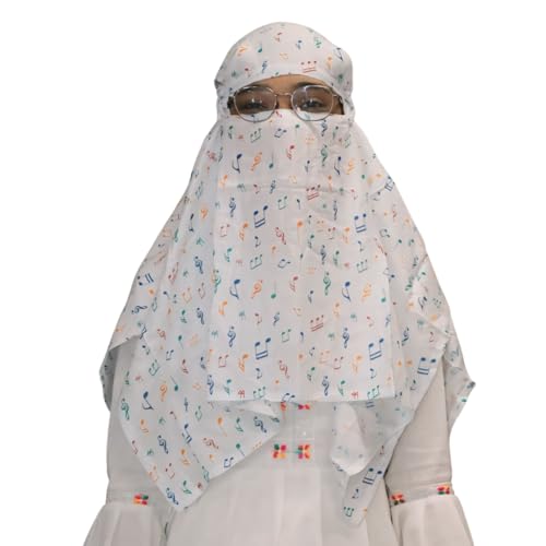 Image of Cotton Long Scarf Cum Mask Scarves Usable for Vehicle Driver | White Printed Design Fabric | Universal Size | Soft & Breathable Sun Protection | For Girl & Women