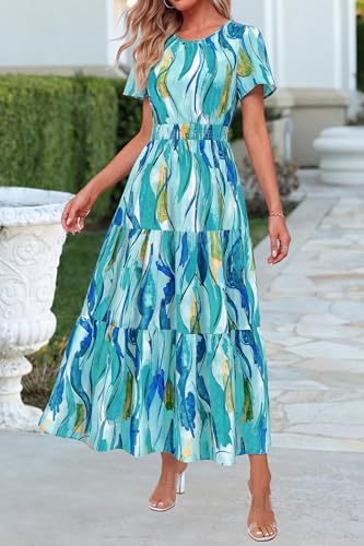 Image of PRETTYGARDEN Women's Casual Smocked Boho Floral A-Line Maxi Dress 2026