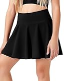  KAKU NANU Jupe de tennis 2 en 1 pour fille avec poches shorts, école, cours de sport, course à pied, 7-14 ans, Noir , 164