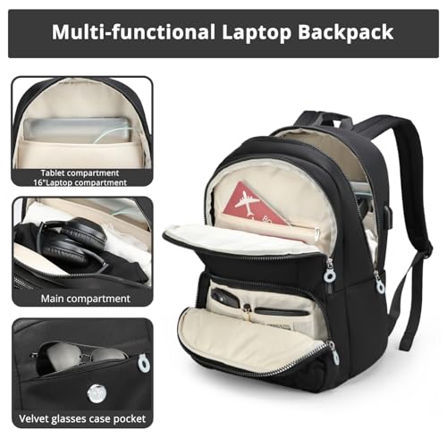 Swissdigital Design Women's Laptop Backpack, 15.6 Inch Slim Commuter Bag with RFID Protection & USB-C Charging Port - Lightweight 20L College Bookbag for Travel & Work, Black (SD1711-01) — view 5