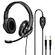 Hama PC Headset, Over Ear Kopfhörer mit Mikrofon (Headset mit Lautstärkenregler und verstellbarem Mikrofonarm, für Videokonferenzen, Homeoffice, Callcenter, eLearning, 2 Klinkenstecker 3,5mm) schwarz