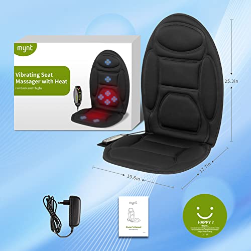 Mynt Heated Vibrating Seat Cushion With Fast Heating, 48 Massages Custom Setting, Overheating Protection, 8 Vibration Nodes, 2 Large Heating Area To Relieve Back Neck Pain For Home Office Chair Use #TOP5