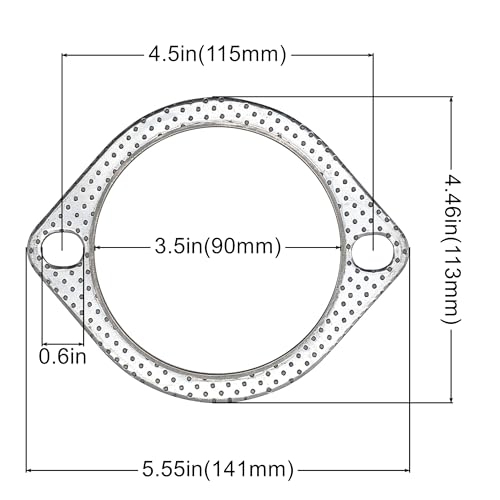 Image of 3.5 Inch 90mm Exhaust Gasket 2 Bolt for Muffler Flange Manifold High Temperature Graphite w /Fire Ring 2 Pcs
