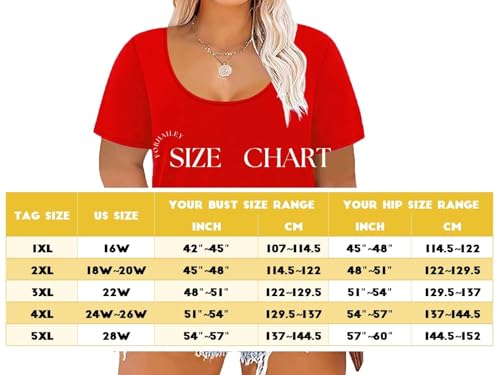 Forhailey Plus Size Tops For Women Tunic Tops Plus Size Clothes Summer Short Sleeve Scoop Neck U Neck T Shirts Red 3X-Large thumb #2