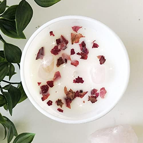 50th Birthday Candle Makes a Great Gift for 50th Birthday Gifts - Ideal for Fiftieth Birthday Gift SOYA Candle with Rose Quartz and Rose Petals