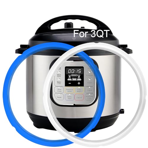 Image of 2-Pack Sealing Ring for Instant Pot Mini 3-Qt, Food-grade Replacement Parts for Instapot 3 Quart, Non-Toxic, BPA-Free Accessories for Instant Pot, Lid Gasket for Instantpot Mini 3 Qt, Clear, Blue
