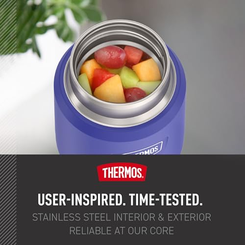 Image of THERMOS ICON Stainless Steel Food Jar with Spoon, 12 Ounce, Blue