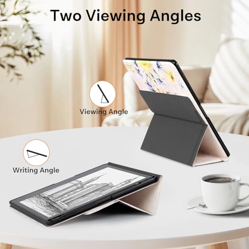 Image of CoBak Stand Case for Kindle Scribe - Premium Folio Leather Cover with Pen Holder, Auto Sleep /Wake - Compatible with 10.2 Inch Kindle Scribe (2022 /2024 Release)