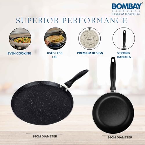 Image of Kala Kruti Non Stick Cookware Set of 2 | Fry Pan 24 Cm & Dosa Tawa 27.5 Cm | Durable Kitchen Cookware with Easy Grip Handles | 1 Piece Set