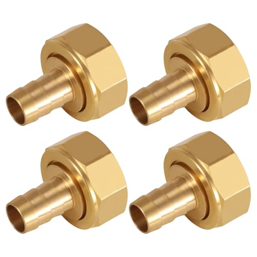 4pcs Solid Brass 1-2 PEX Barb to 3-4 GHT Female Garden Hose Adapter Connector, Heavy Duty Leak-Proof Garden Hose Adapter Fitting for Repair & Splicing