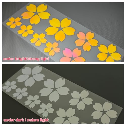 Image of Creative Fashion Flower Cherry Blossoms Petal Leaves Motor Bike Stickers Auto Body Car Styling PVC Decals (Laser Rainbow)