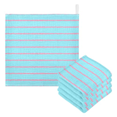 Nander 3Pack Baby Muslin Washcloths,Colorful Stripes Soft Face Cloths for Newborn, Absorbent Bath Wash Cloths, Wipes, Burp Rag,Toddlers Essentials Stuff, Baby Registry as Shower