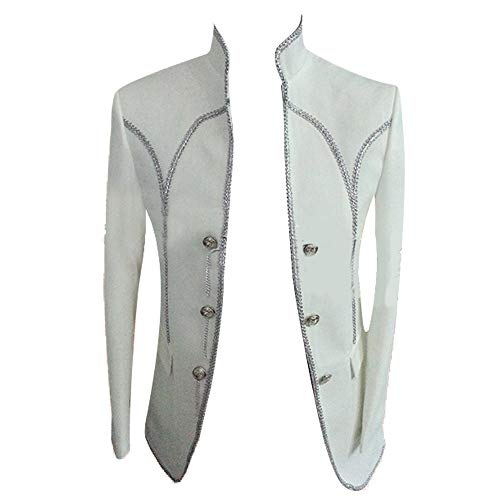 HBDesign Mens 4 Piece with Shiny Sequins Edge Suits for Party(Jacket+Pants+Bowtie+Corset)2