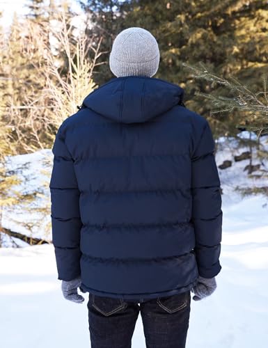 BEST SOUTH Men's Hooded Winter Puffer Jacket Fleece Warm Bubble Coat Outerwear Cold Weather4