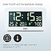 Braun Digital Alarm Clock with Date, Month and Temperature Displayed, Negative LCD Display, Quick Set, Crescendo Beep Alarm in White, Model BC10W.