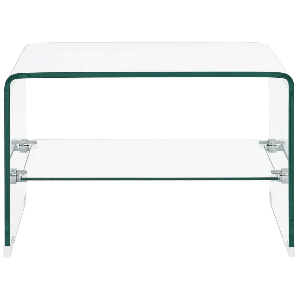 vidaXL Tavolino da caffè Elegante Pratico Decorativo Moderno Tavolo Basso da Salotto Trasparente 50x45x33cm in Vetro Temperato con Ripiano in MDF