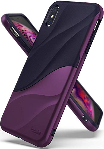 Ringke Wave Compatible with iPhone Xs Max Case, Dual Layer Heavy Duty 3D Textured Cover - Metallic Purple