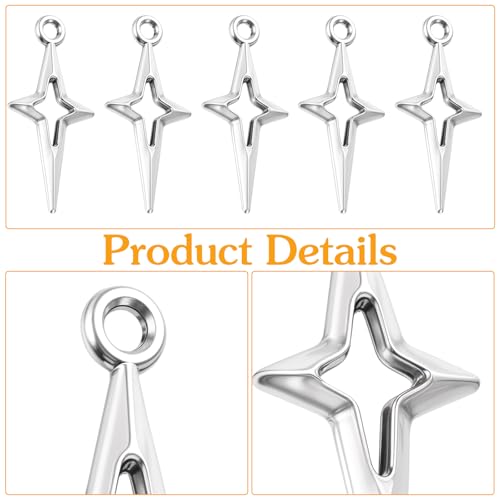 100 Stück Sternanhänger Kleiner Hohler Vierzackiger Sternanhänger Bracelet Charms Anhänger Set Silber Anhänger für Halskette Ohrring Charms Schmuckherstellung Die Herstellung von DIY Armbänder Basteln