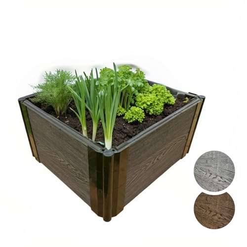 Gardj WPC Raised Bed (Without Base) 1 Meter – Woody-Look – wetterfest, UV-beständig & langlebig – Pflanzkasten für Garten & Terrasse – pflegeleicht (Anthrazit, Höhe - 30cm, 1x1m)
