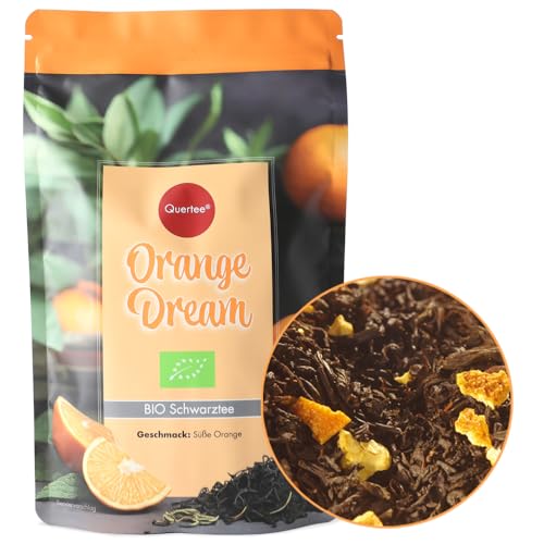 Quertee BIO Schwarztee „Orange Dream“ Geschmack nach süßer Orange für pure Genussmomente und für die Sinne - Schwarzer Biotee lose (200 g)