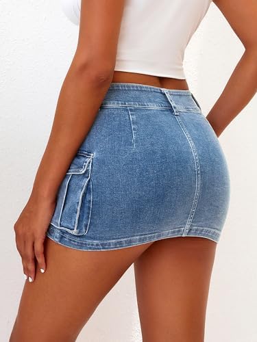 Stretchy Cargo Skirt for Women, Low Waist Denim Skirt with Pockets www.denim.fit 5 Stretchy Cargo Skirt for Women, Low Waist Denim Skirt with Pockets www.denim.fit 5