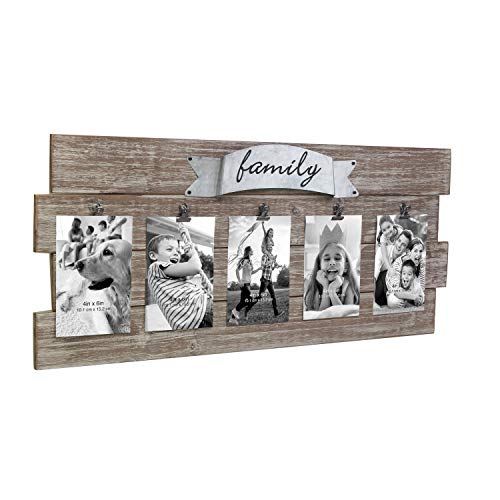 Stonebriar-Rustic-Wood-Collage-Picture-Frame-with-Clips-and-Metal-Detail-Brown-26-x-11 Stonebriar Rustic Wood Collage Picture Frame with Clips and Metal Detail Brown 26 x 11
