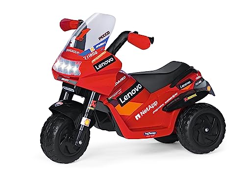 PEG Ducati Desmosedici EVO Moto Électrique pour Enfants 2+, avec Lumières, Sons et Klaxon, Pédale d'Accélérateur, Batterie Rechargeable 6V