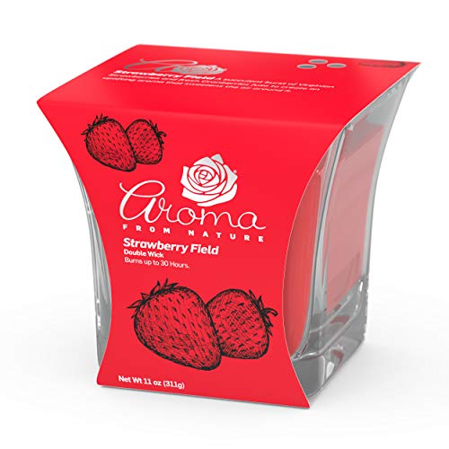 Aroma From Nature Strawberry Field 11 Oz Airecare Scented Candle - 2 Pack - Aromatherapy Candles - Home Fragrance - Apothecary Glass With Double Wick #TOP1