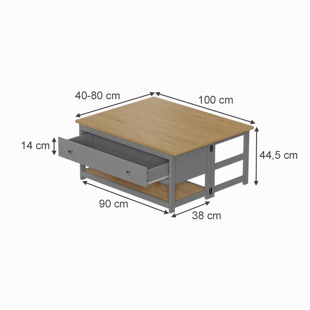 Vicco Couchtisch Vikla, Anthrazit/Eiche, 100 x 40 cm