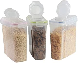 Cereal Tubs Strong Clip and Close Food Containers Assorted Colours Set of 3 Large or 4 Medium (Large X 3)