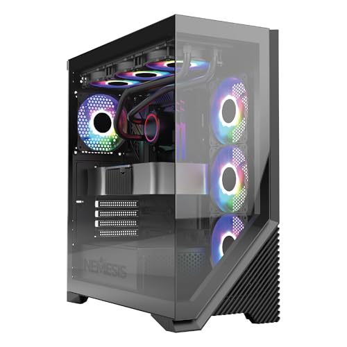 Image of ZEBRONICS Nemesis Premium Gaming Cabinet /Case, Mid-Tower, Supports ATX | mATX, 4X Center Infinity ARGB Fans, AIO Upto 360mm, LED Control Switch, Front + Side Tempered Glass, USB 3.0 (Black)