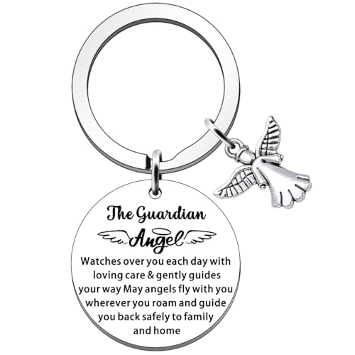 JETTOP Guardian Angel Gifts for Women Men Keyring This Guardian Angel Watches Over You