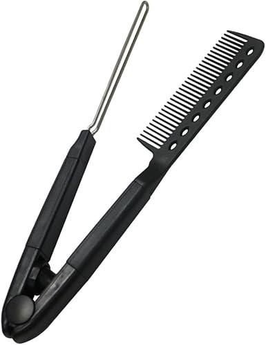 Miniatura 2 de FRCOLOR Peine alisador de 2 piezas, peine de hierro plano, peine de peluquería, peine recto en forma de V, alisador de pelo para peluquería uso en