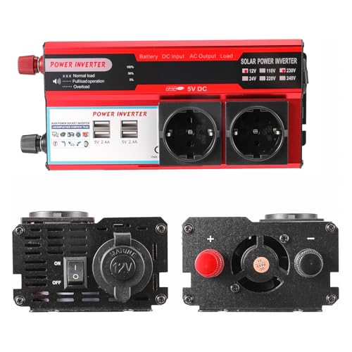 Convertitore 4000W-DC 12V a AC 220V/230V inverter di tensione inverter con 4 porte USB, schermo LED, 2 prese EU, per auto campeggio viaggi emergenza