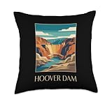 Hoover Dam Nevada Arizona Retro Travel Landmark Design Throw Pillow