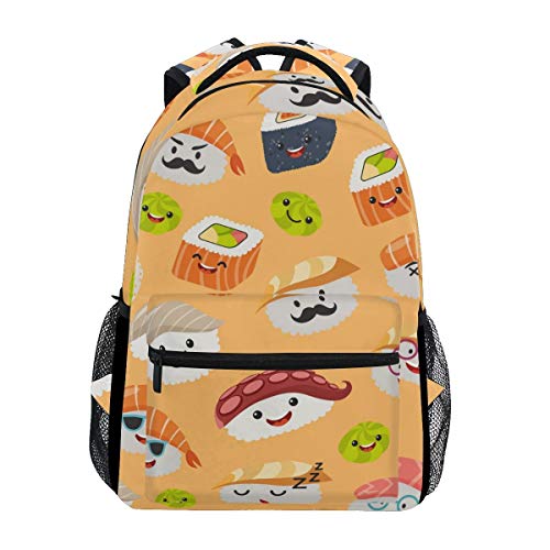 NA Mochila escolar casual de dibujos animados Kawaii Sushi Emojis ligera de viaje universitaria