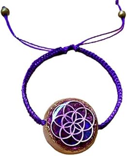 Orgone Bracelets Seed of Life - Healing Crystals and Stone Chakra Protection - SBB Coil -Orgone Gemstone Amethyst, Moonstone Rose Quartz, Meditation, Yoga, Reiki, Woman Handmade, Arte Orgones