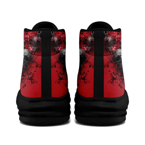 Skull High-Top Canvas Sneakers for Men Women Casual Comfortable Skateboarding Shoes, Gothic Design,Non-Slip Tennis Sneaker4